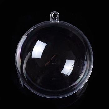 Openable Transparent Plastic Pendants, Fillable Plastic Bauble Christmas Ornament, Round, Clear, 7.8x7cm, Hole: 4mm, Inner Size: 6.8cm