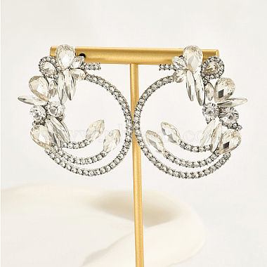Clear Brass+Cubic Zirconia Stud Earrings