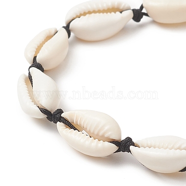 bracelet coquillage naturel et perles tressées turquoises synthétiques pour femme(BJEW-JB09245)-4