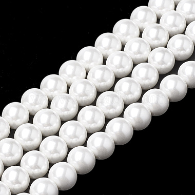 8mm White Round Shell Pearl Beads