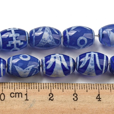 Brins de perles dzi de style tibétain bleu(TDZI-NH0001-C15-01)-5