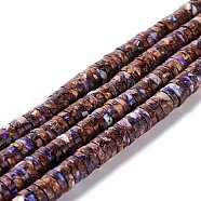 Assembled Synthetic Bronzite and Imperial Jasper Beads Strands, Dyed, Heishi Beads, Flat Round/Disc, Mauve, 8x3mm, Hole: 1.5mm, about 145pcs/strand, 15.94~16.142 inch(40.5~41cm)(G-I318-03B)