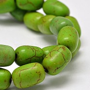 Dyed Barrel Synthetic Turquoise Beads Strands, Yellow Green, 12x8mm, Hole: 1mm, about 31pcs/strand, 15.7 inch(X-G-M142-08)