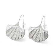 304 Stainless Steel Ginkgo Leaf Dangle Earrings for Women, Stainless Steel Color, 22x27.5x2mm, Pin: 0.5mm(EJEW-K243-03P)