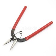 Jewelry Pliers, Iron Flat Nose Pliers, with and Plastic, Red, 150x100x10mm(PT-N001-02)