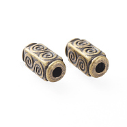 Tibetan Style Beads, Alloy Beads, Lead Free & Cadmium Free, Cuboid, Antique Bronze Color, 10.5mm long, 5mm wide, 5mm thick, hole: 2.5mm(MLF0044Y)