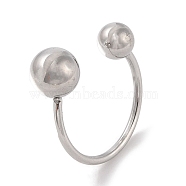 304 Stainless Steel Round Cuff Rings for Women, Stainless Steel Color, US Size 7 1/4(17.5mm)(RJEW-G315-09A-P)