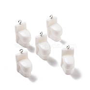 Opaque Resin Pendants, with Platinum Tone Iron Loops, Toilet Charm, White, 27x19x13.5mm, Hole: 2mm(RESI-D057-11P)