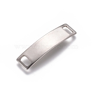 201 Stainless Steel Links connectors, Stamping Blank Tag, Rectangle, Stainless Steel Color, 6x24.5x0.5mm, Hole: 4x2mm(X-STAS-D0002-26P)