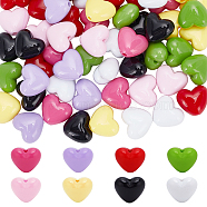 PandaHall Elite 64Pcs 8 Colors Opaque Acrylic Beads, Heart, Mixed Color, 16x19x11mm, Hole: 3mm, 8pcs/color(SACR-PH0001-51)