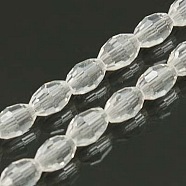 Faceted Glass Beads Strands, Oval, Clear, 6x4mm, Hole: 1mm, about 65~70pcs/strand, 14.96 inch~15.16 inch(38~38.5cm)(X-GC891Y-14)