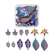 PandaHall Jewelry 24Pcs 6 Style Plated Alloy Pendants, Cadmium Free & Lead Free, Maple Leaf, Rainbow Color, 4pcs/style(FIND-PJ0001-03)