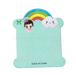 Paper Jewelry Earring Display Cards, Bone with Girl and Rainbow Pattern, Light Blue, 10x8.5x0.03cm, Hole: 1.4~8mm(CDIS-F005-11)