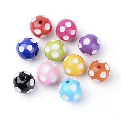 Opaque Acrylic Beads, Round, Mixed Color, 18x17mm, Hole: 2.5mm(SACR-S146-18mm-M)
