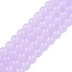 Imitation Jade Glass Beads Strands, Spray Painted, Round, Lilac, 8mm, Hole: 1.3~1.6mm, about 100pcs/strand, 31.4 inch(DGLA-S076-8mm-27-01)