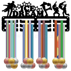 Sports Theme Iron Medal Hanger Holder Display Wall Rack, 3-Line, with Screws, Figure Skating, Star, 130x290mm(ODIS-WH0055-050)
