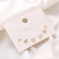 Alloy Stud Earring Sets, Heart, White, 4~7mm, 3pairs/set(WH-WG64457-01)