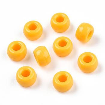 Opaque Plastic Beads, Barrel, Gold, 9x6mm, Hole: 3.8mm, about 1950pcs/500g