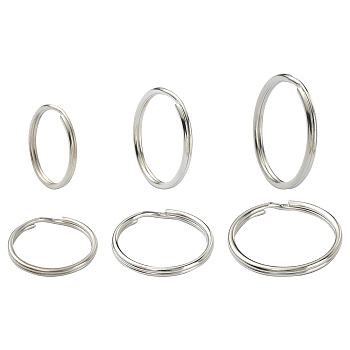 60Pcs 3 Styles Iron Split Key Rings, Keychain Findings, Platinum, 20~30x2~3mm, Inner Diameter: 17~26mm, 20pcs/style