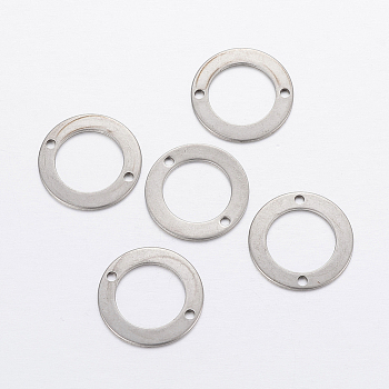 304 Stainless Steel Links connectors, Flat Round, Stainless Steel Color, 16x0.8mm, Hole: 1.2mm