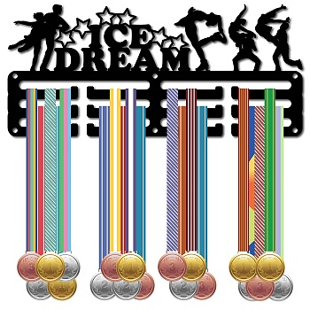 Sports Theme Iron Medal Hanger Holder Display Wall Rack, 3-Line, with Screws, Figure Skating, Star, 130x290mm