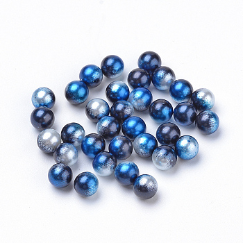 Rainbow Acrylic Imitation Pearl Beads, Gradient Mermaid Pearl Beads, No Hole, Round, Midnight Blue, 8mm, about 2000pcs/bag