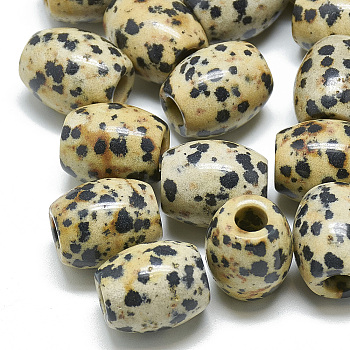 Natural Dalmatian Jasper Beads, Large Hole Beads, Barrel, 17~19x15~16mm, Hole: 5.5mm