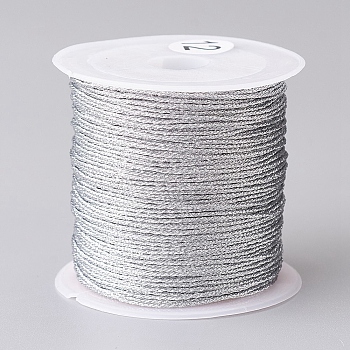 Metallic Thread, Embroidery Thread, for Jewelry Making, Silver, 0.8mm, about 25m/roll, 1roll