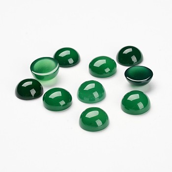 Half Round/Dome Dyed Natural Agate Cabochons, Green, 8mm