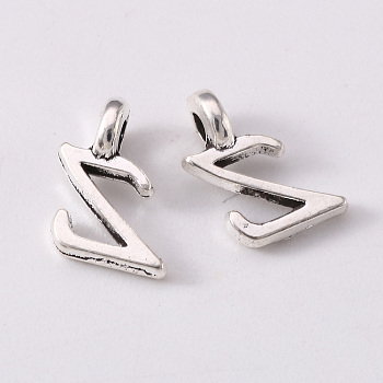 Tibetan Style Alloy Charms, Cadmium Free & Lead Free, Antique Silver, Letter.Z, Z: 10x6x1.5mm, Hole: 1.8mm