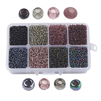 12/0 Glass Seed Beads, Mixed Style, Round, Black, 2~2.5x2mm, Hole: 0.5mm, about 12500pcs/box, Packaging Box: 11x7x3cm