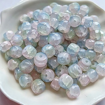 Transparent Crackle Glass Beads Strand, Column, Pink, 8x6mm, Hole: 1.6mm, about 20pcs/bag