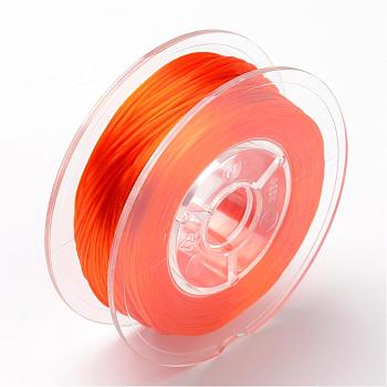 Japanese Eco-Friendly Dyed Flat Elastic Crystal String, Elastic Beading Thread, for Stretch Bracelet Making, Flat, Dark Orange, 0.6mm, about 60m/roll(65.62yards/roll)