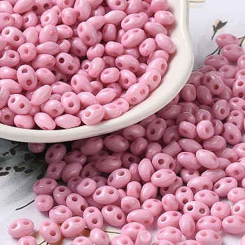 Opaque Acrylic Beads, Oval, Pearl Pink, 6x4.5x3.3mm, Hole: 1.2mm, about 14516pcs/500g