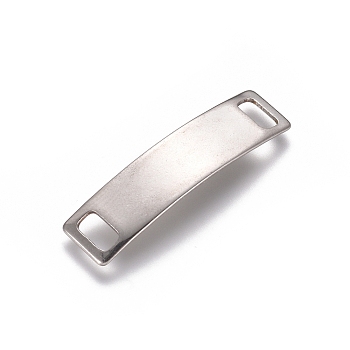 201 Stainless Steel Links connectors, Stamping Blank Tag, Rectangle, Stainless Steel Color, 6x24.5x0.5mm, Hole: 4x2mm