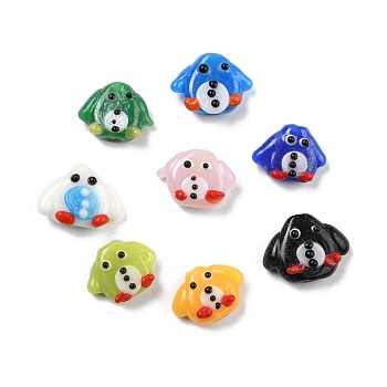 Handmade Lampwork Beads, Penguin, Mixed Color, 14~17x19~22x7.5~9mm, Hole: 2mm