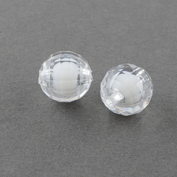 Transparent Acrylic Beads, Bead in Bead, Faceted, Round, Clear, 28mm, Hole: 2mm, about 60pcs/500g