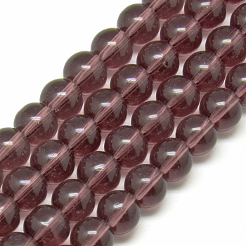 Glass Beads Strands, Round, Old Rose, 10mm, Hole: 1mm, about 33pcs/strand, 12 inch
