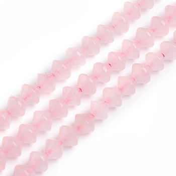Natural Rose Quartz Beads Strands, Bicone, 3.9~4x4mm, Hole: 0.8mm, about 99pcs/strand, 15.16 inch(38.5cm)