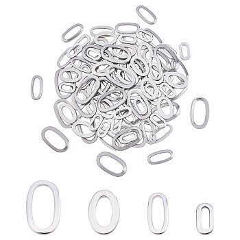 DICOSMETIC 120Pcs 4 Style 304 Stainless Steel Linking Rings, Oval, Stainless Steel Color, 30pcs/style