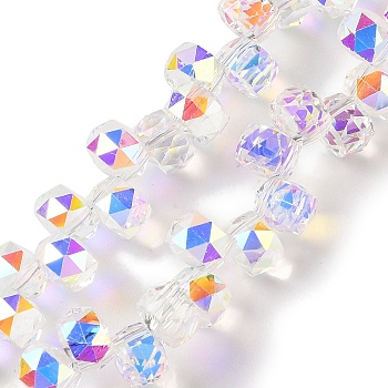 AB Color Plated Electroplate Beads Strands, Faceted, Rondelle, Clear AB, 8x6mm, Hole: 1.2mm, about 96~98pcs/strand, 20.47~20.87''(52~53cm)
