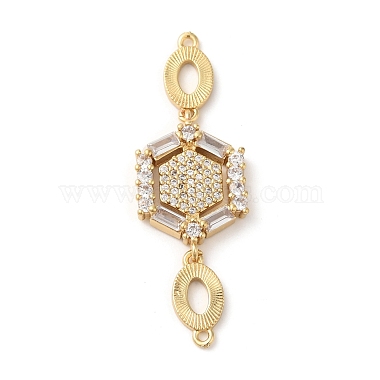 Real 18K Gold Plated Clear Hexagon Brass+Cubic Zirconia Links