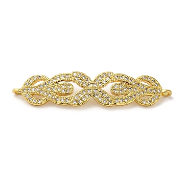 Real 18K Gold Plated Clear Leaf Brass+Cubic Zirconia Links