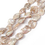AB Color Plated Natural Freshwater Shell Beads Strands, Rhombus, 16.5~22x15~25x3~13mm, Hole: 1mm, about 19~20pcs/strand, 15.43~15.87 inch(39.2~40.3cm)(X-BSHE-G033-03B)