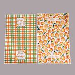 Fruits Print Polyester Kitchen Towels, Absorbent Dish Towels, Rectangle, Orange, 605x391x1mm, about 2pcs/set(FB-H002-03A)