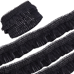 10Yards Satin Elastic Pleated Lace Trim, for Sewing and Bridal Wedding Decoration, Black, 3 inch(75mm)(OCOR-CY0001-28C)