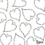 5Pcs Zinc Alloy Pendants, Heart Charms, Platinum, 36x28x1.8mm, Hole: 4.3x4mm(FIND-YW0010-03P)