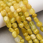 Natural Korea Olive Jade Nuggets Beads Strands, Tumbled Stone, 5~11x6~7.5x6~7mm, Hole: 1mm, about 51~54pcs/strand, 15.16~15.35''(38.5~39cm)(G-T150-A02-01)