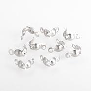 304 Stainless Steel Bead Tips, Calotte Ends, Clamshell Knot Cover, Stainless Steel Color, 8x4mm, Hole: 1mm(STAS-Q210-93)