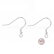 925 Sterling Silver Earring Hooks, with 925 Stamp, Silver, 18x19x2mm, Hole: 2mm, Pin: 0.6mm(X-STER-K167-050S)